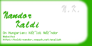 nandor kaldi business card